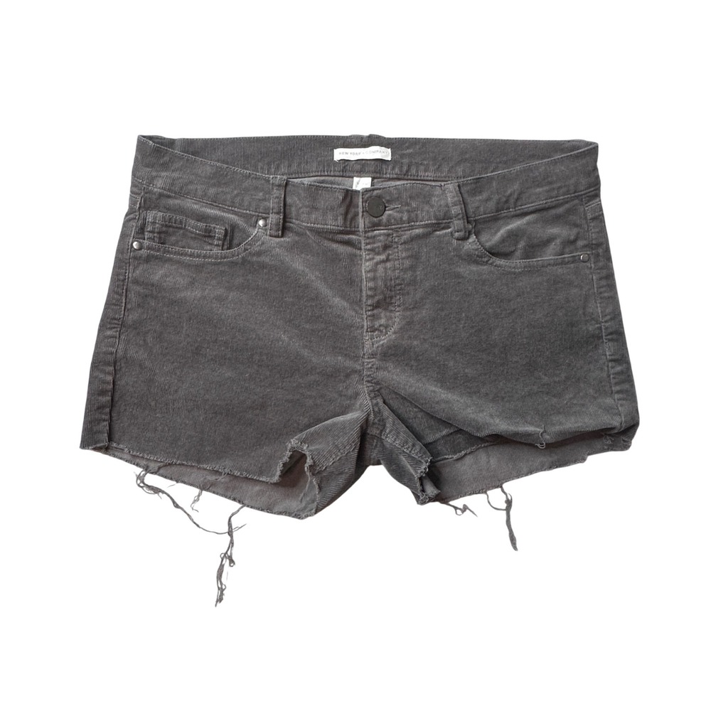 New York & Company Shorts Womens 6 Grey Corduroy Raw Hem Cut Off Casual Stretch